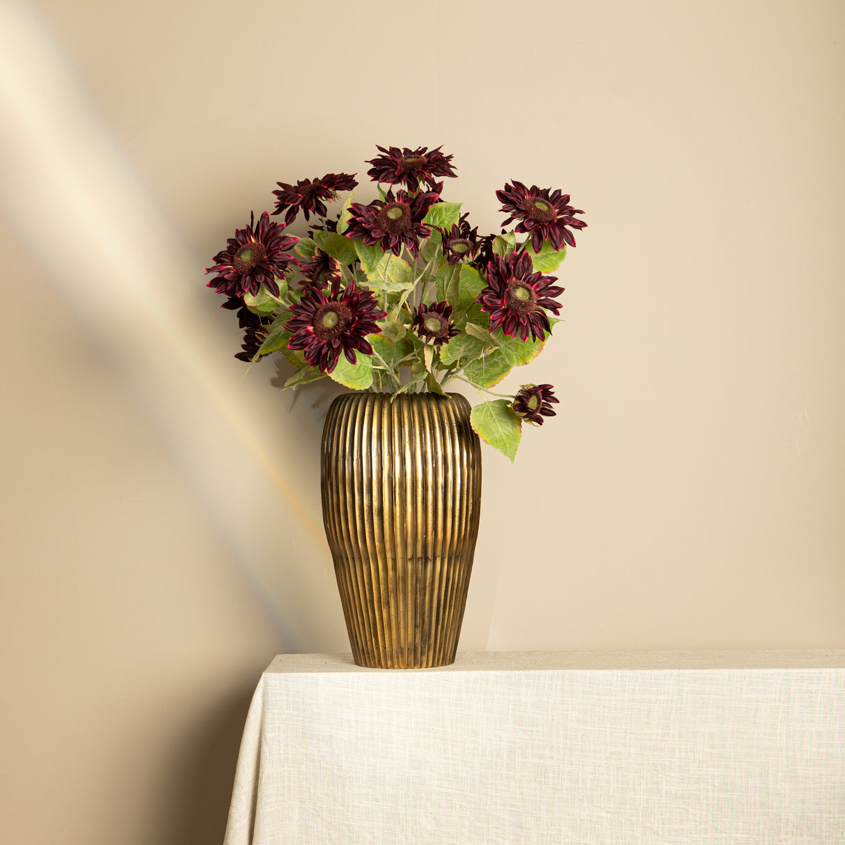 Garden Flower - Burgundy Sunflower, Fabric Flowers, Iron Metal, S | PTMD