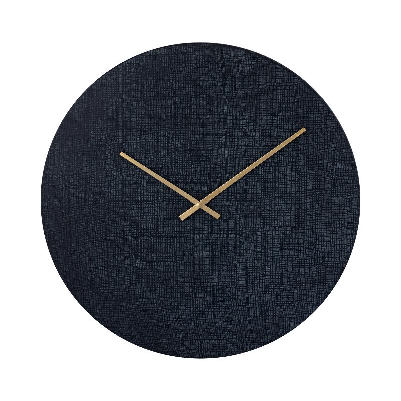 Wall Clock - Iron Metal, Round Design, Square Texture, Handmade, Black, L – Emmett | PTMD
