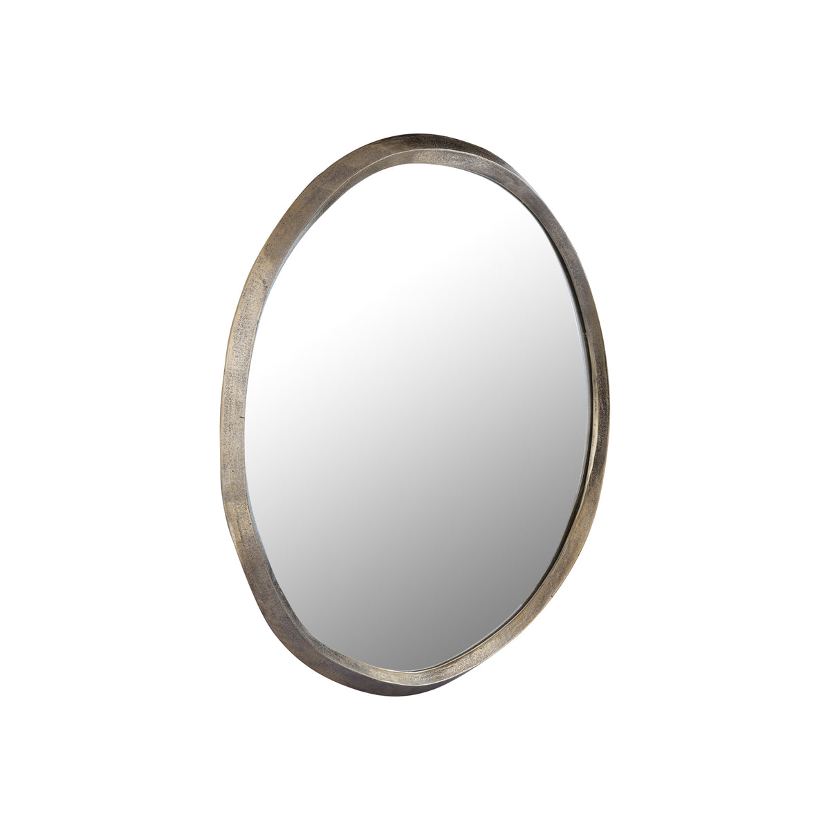 Wall Mirror - Cast Aluminum Metal, Round Shape, Irregular Edge, Handmade, Gold, S – Limera | PTMD