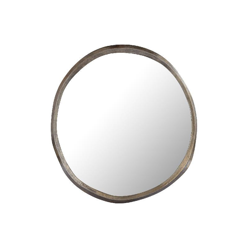 Wall Mirror - Cast Aluminum Metal, Round Shape, Irregular Edge, Handmade, Gold, S – Limera | PTMD