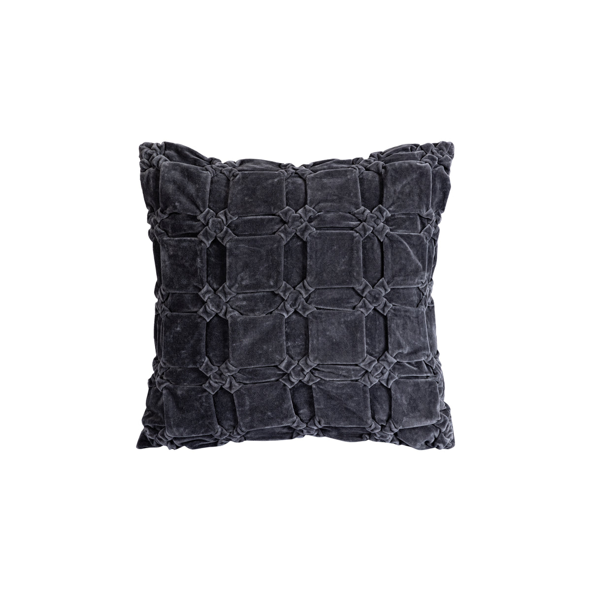 Square cushion made of structured fabric with soft filling in gray M – Nasim | PTMD