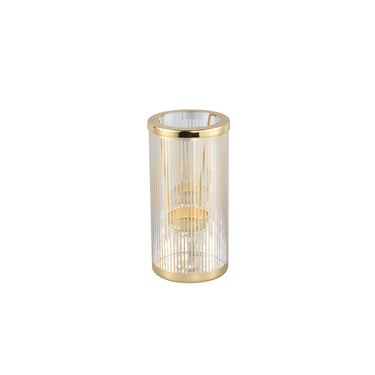 Windlicht aus Glas und Metall, gestreiftes Design, dekorative Struktur – Ella | PTMD - Esszett Luxury | Stilvolles Wohnen mit Charakter