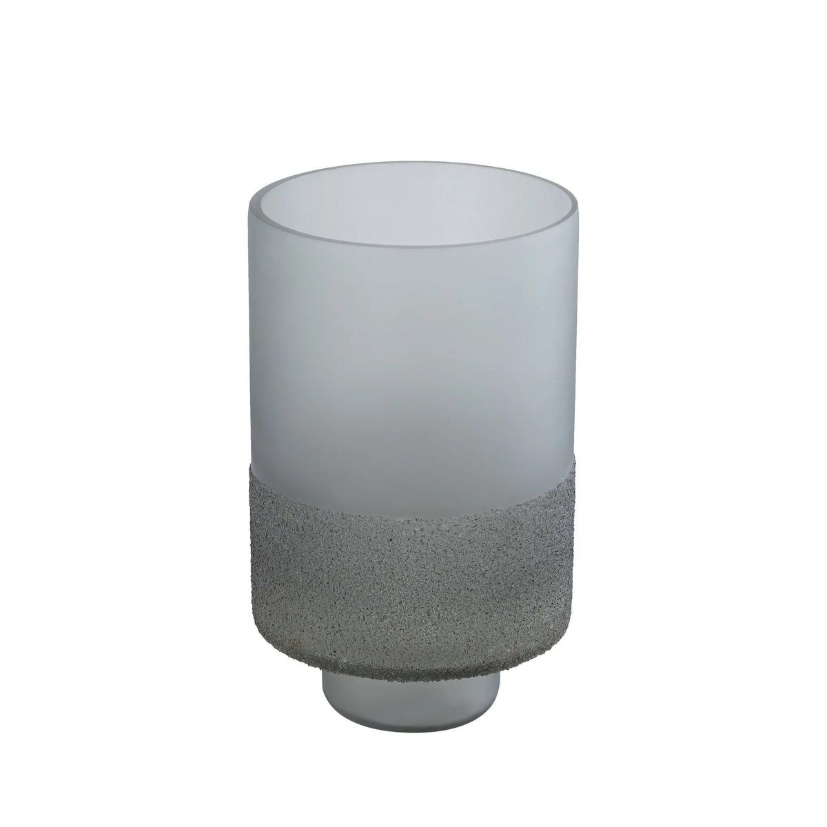 Windlicht – Graues Glas, Runde Form, Gefrosteter Boden, L - Miral | PTMD