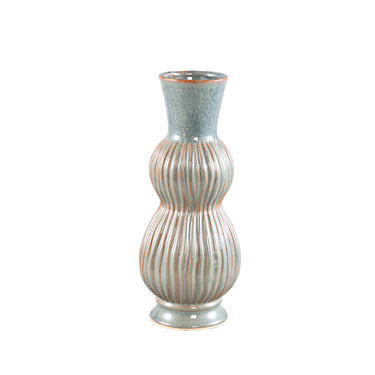 Vase aus Steinzeug - Keramik, hoch, blau mit Zwiebel - Dekor – Oswald | PTMD - Esszett Luxury | Stilvolles Wohnen mit Charakter