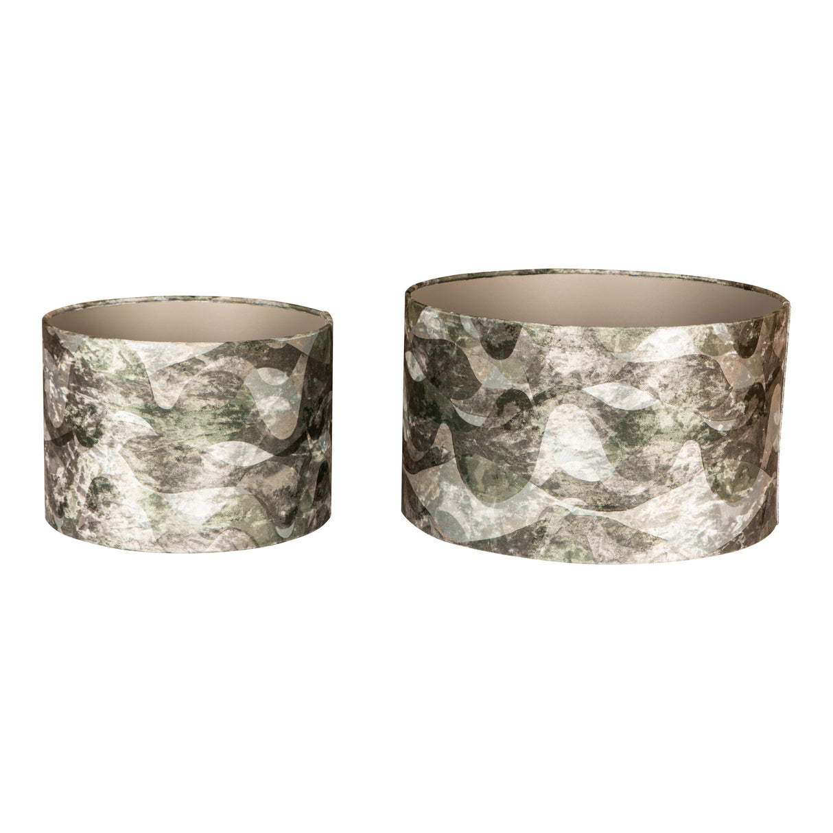 Fabric lampshade with a green color scheme and wavy stripes in a round shape, M – Mocca | PTMD