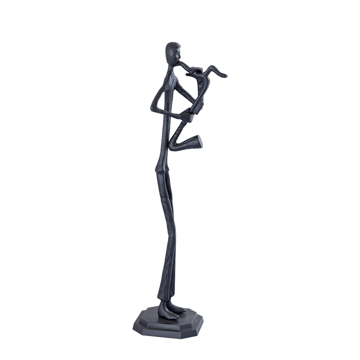 Statue aus Aluminium, Musikerfigur mit Saxophon, handgefertigte Verarbeitung – Kali | PTMD - Esszett Luxury | Stilvolles Wohnen mit Charakter