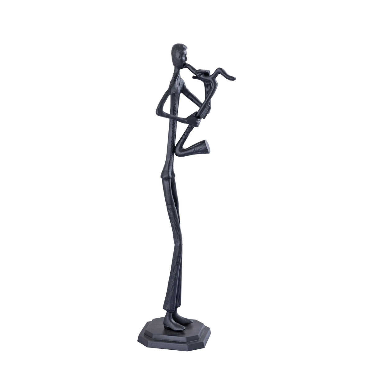 Statue – Schwarzes Aluminium, Menschliche Form, Saxophon Detail - Kali | PTMD