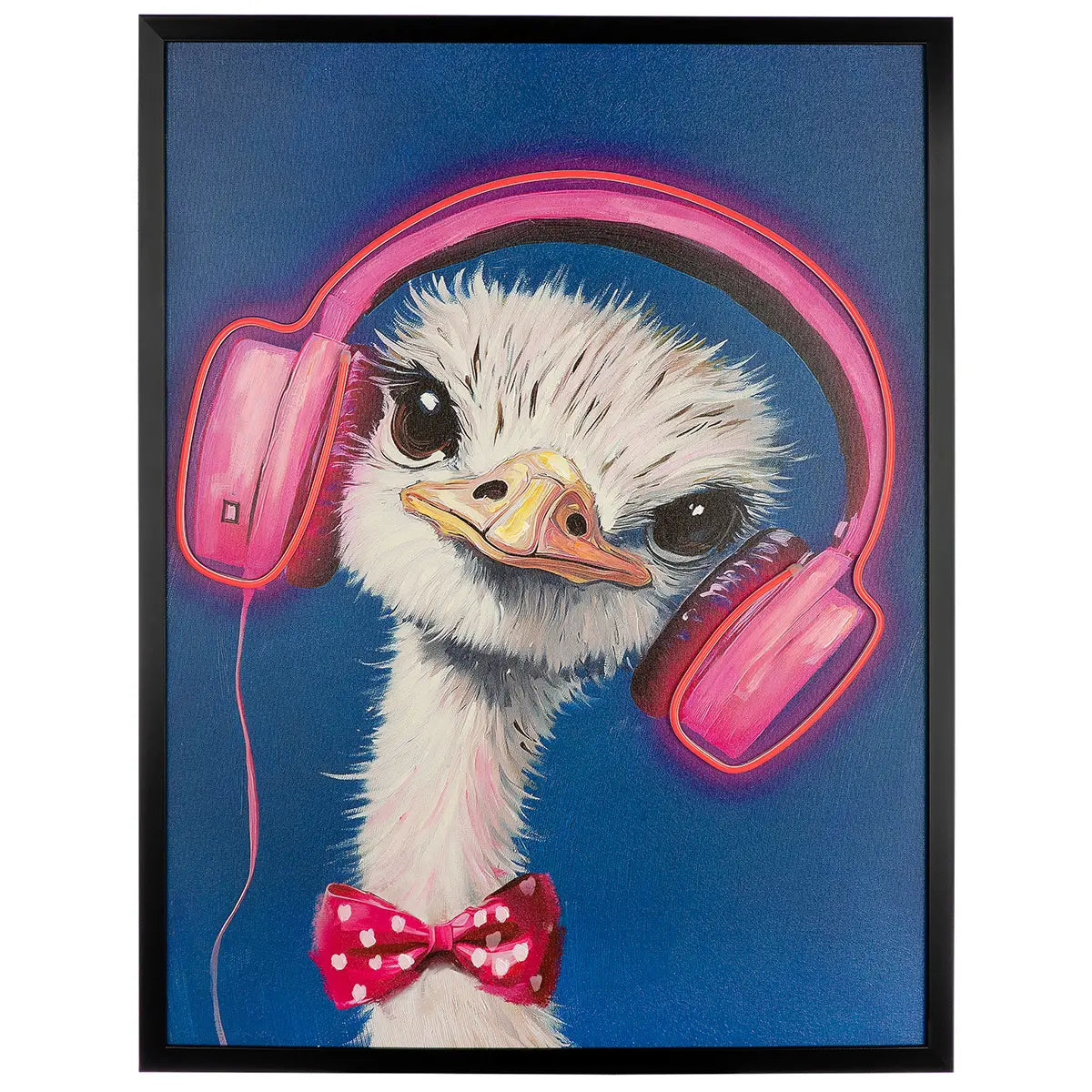 Wandbild – Ausdrucksstarkes Vogelmotiv, Glänzende Leinwand, Rosafarbene Akzente, 83 cm - Bird On Ear | Gilde