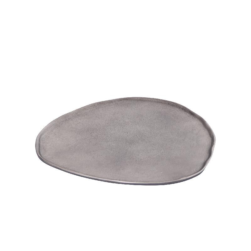 Bowl – organic shape, cast aluminum, handmade, pewter finish, M – Kora | PTMD