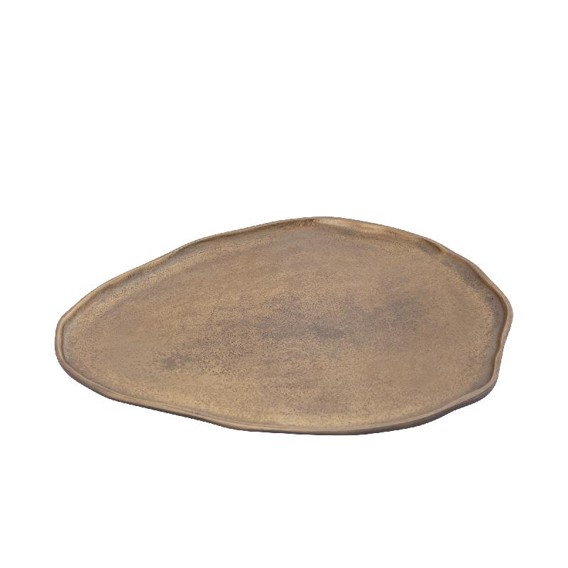 Bowl - organic shape, cast aluminum, handmade, antique brass finish, L - Kora | PTMD