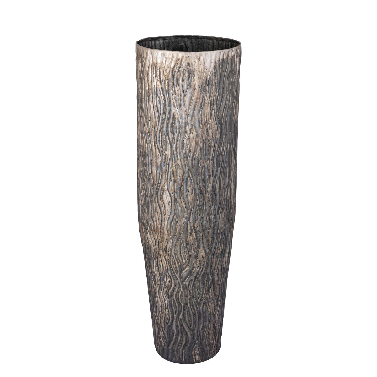 Blumentopf – Gewelltes Muster, Aluminium Blech, Silberne Oberfläche – Deandra | PTMD