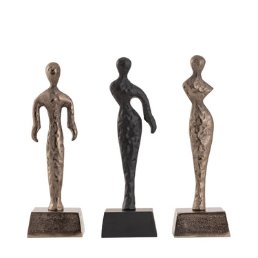 Statue aus gegossenem Aluminium mit feiner Silhouette strukturierter Oberfläche und Damenfigur – Zhaell SV3 | PTMD - Esszett Luxury | Stilvolles Wohnen mit Charakter
