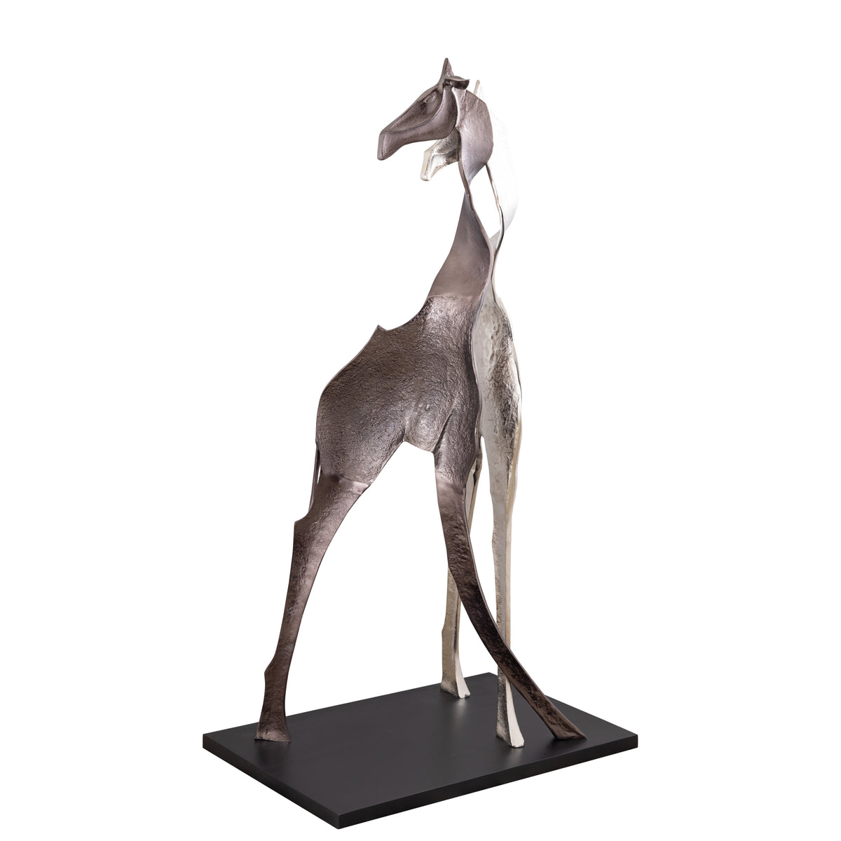 Statue – Giraffen Design, Tierform, Aluminium Material, Schwarz, L – Skye | PTMD