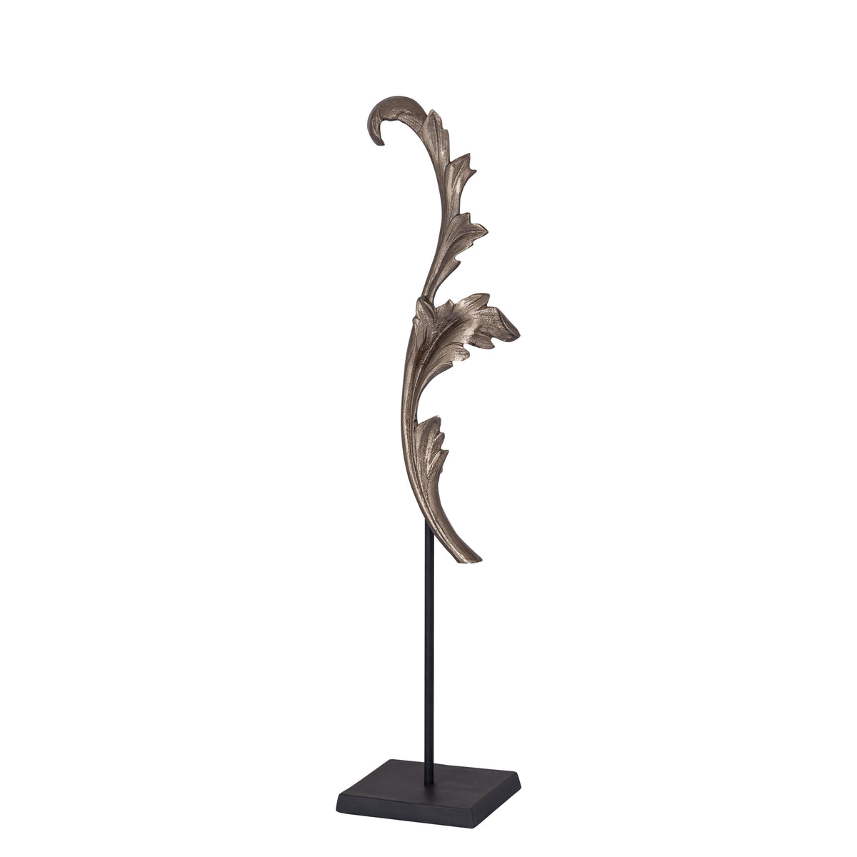 Statue - Aluminiumguss, Blattdesign, schlanke Form, Schwarz, L – Imelda | PTMD