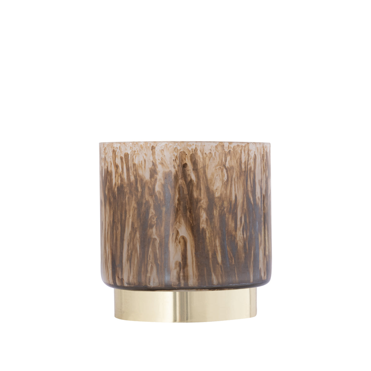 Teelichthalter – Modernes Design, Runde Form, Glas Metall Material, Braun – Allie | PTMD