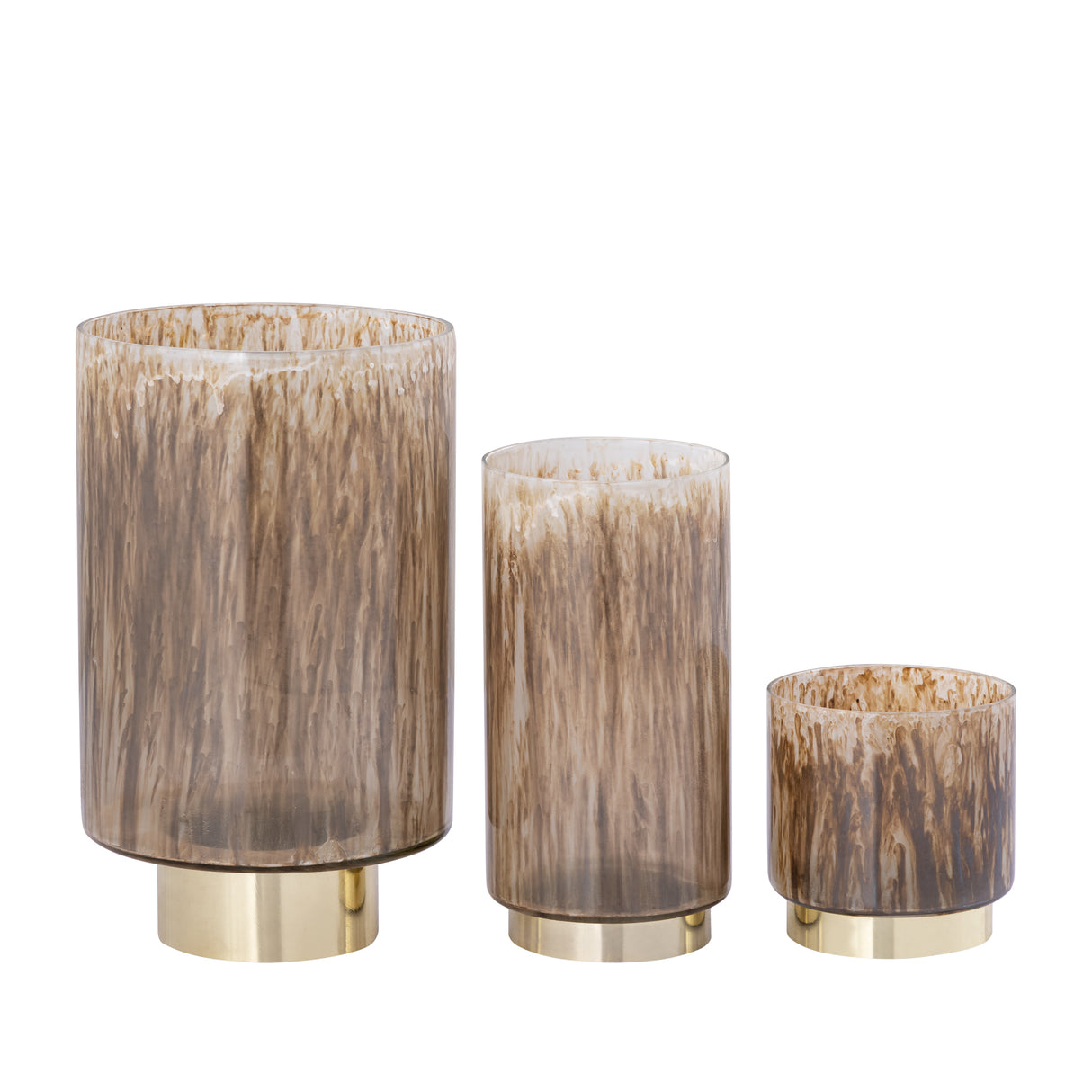Teelichthalter – Modernes Design, Runde Form, Glas Metall Material, Braun – Allie | PTMD