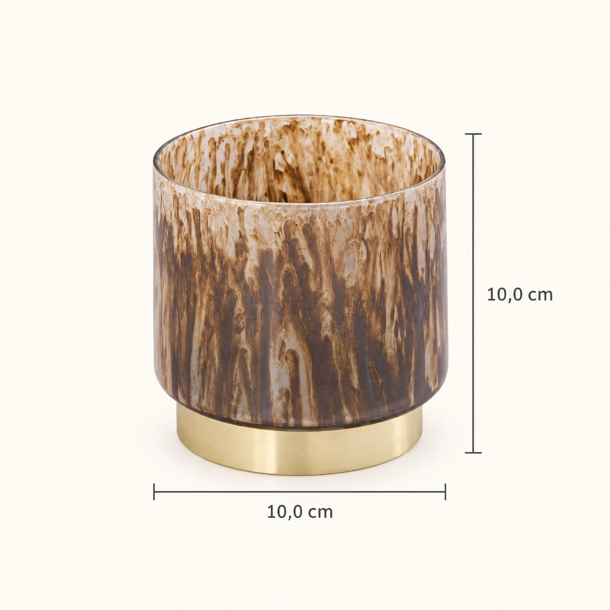 Teelichthalter – Braunes Glas, Runde Form, Goldener Metallfuß - Allie | PTMD