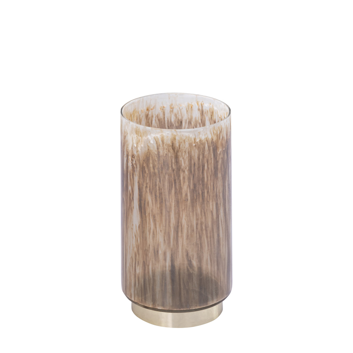 Teelichthalter – Modernes Design, Runde Form, Glas Metall Material, Braun, S – Allie | PTMD