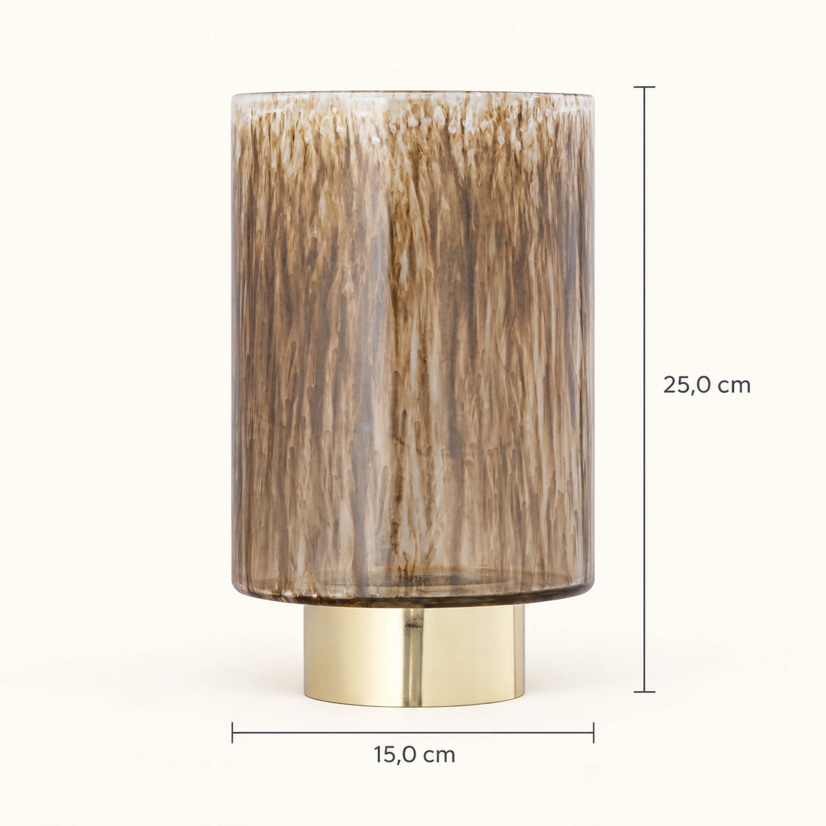 Teelichthalter – Braunes Glas, Runde Form, Goldener Metallfuß - Allie | PTMD