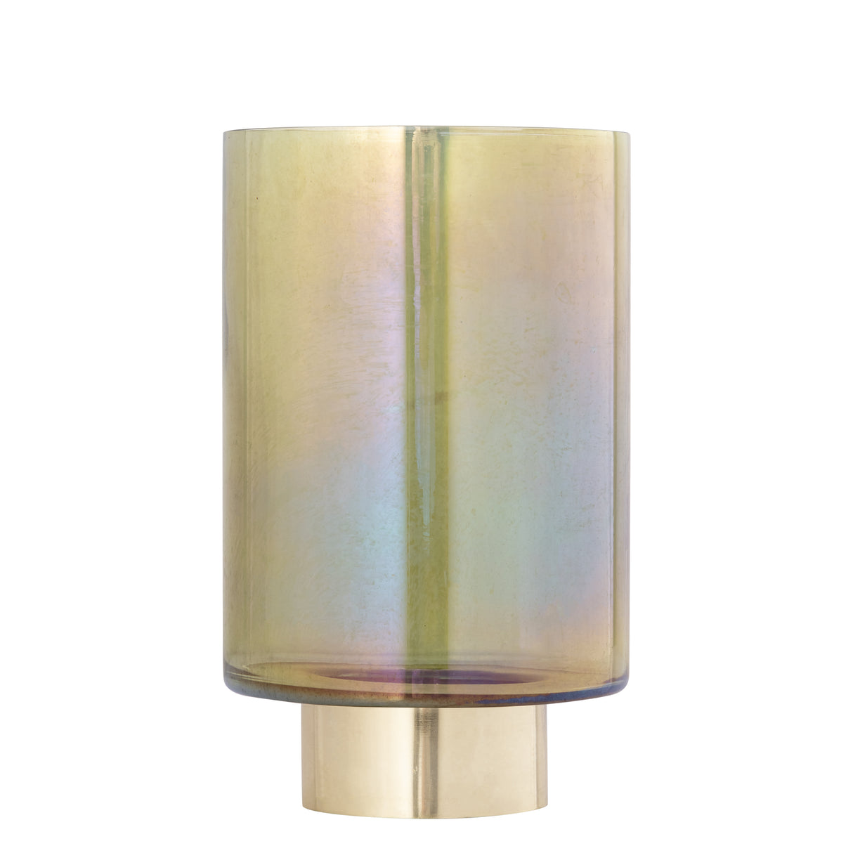 Hurricane Lamp – Glass Design, Golden Metal Base, Green Color, L – Norah | PTMD
