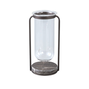 Vase aus massivem Glas, runde Form, Metall - und Marmorsockel – Kirsa S | PTMD - Esszett Luxury | Stilvolles Wohnen mit Charakter