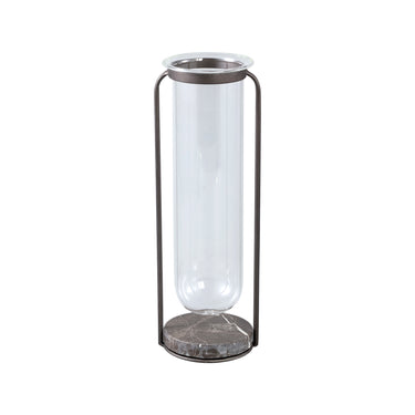 Vase aus massivem Glas, runde Form, Metall - und Marmorsockel – Kirsa S | PTMD - Esszett Luxury | Stilvolles Wohnen mit Charakter