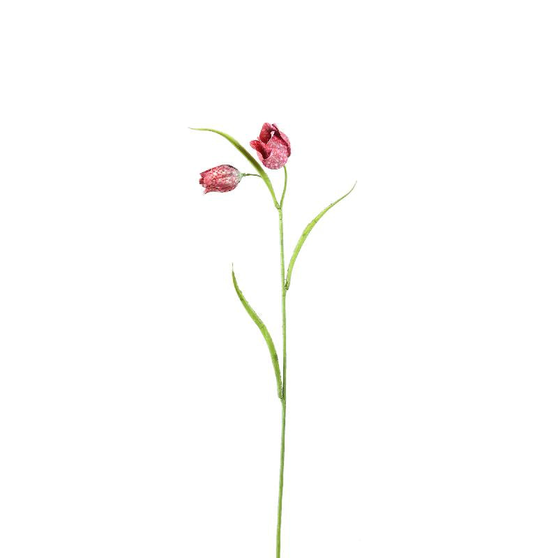 Gartenblume – Roter Schachblumenzweig mit Blättern aus Polyestergewebe | PTMD