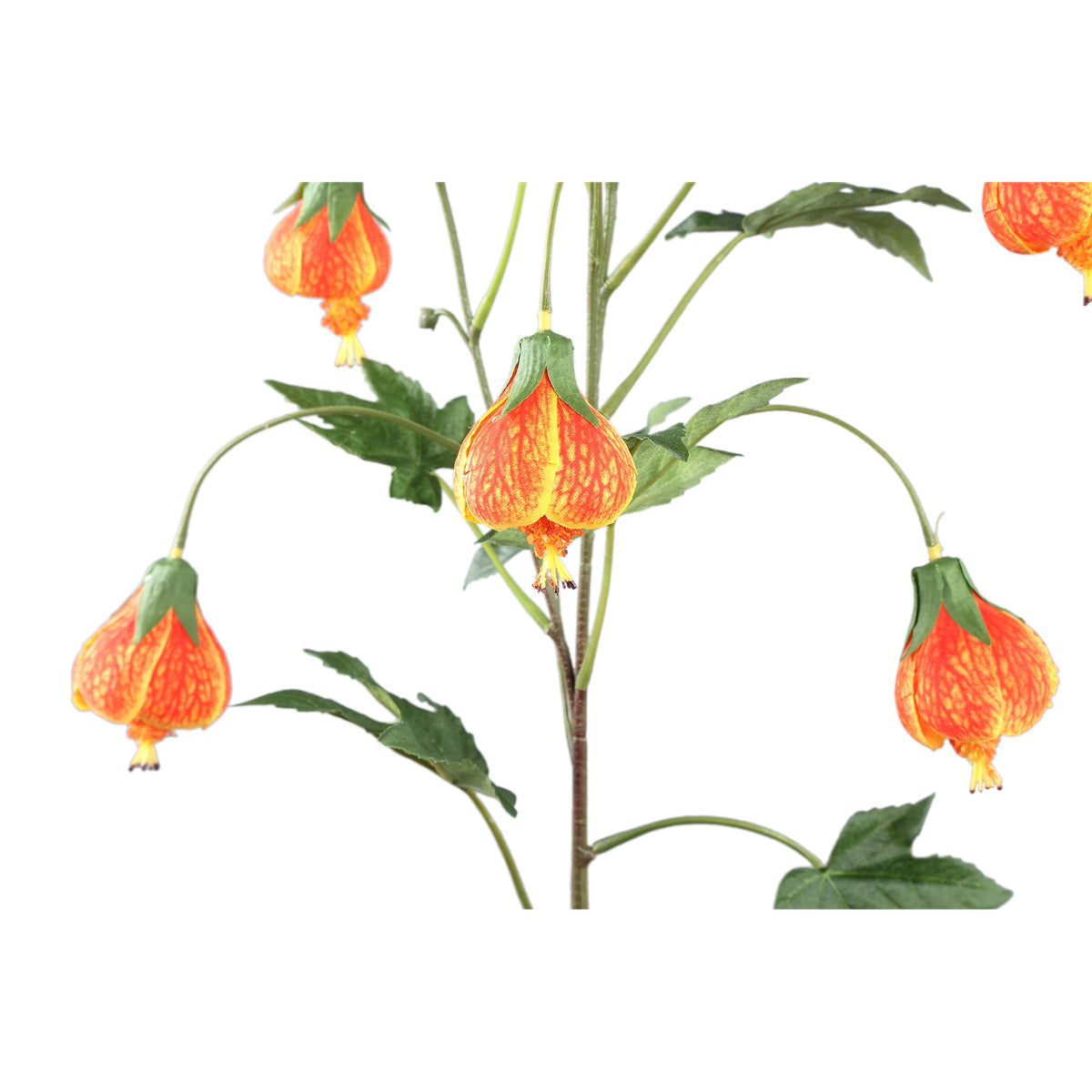 Garden Flower – Orange Striped Abutilon Spray, Polyester Fabric, Partially Handmade | PTMD