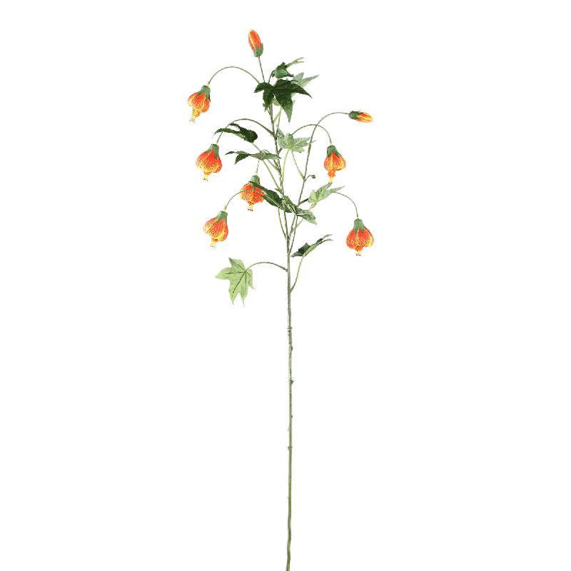Garden Flower – Orange Striped Abutilon Spray, Polyester Fabric, Partially Handmade | PTMD