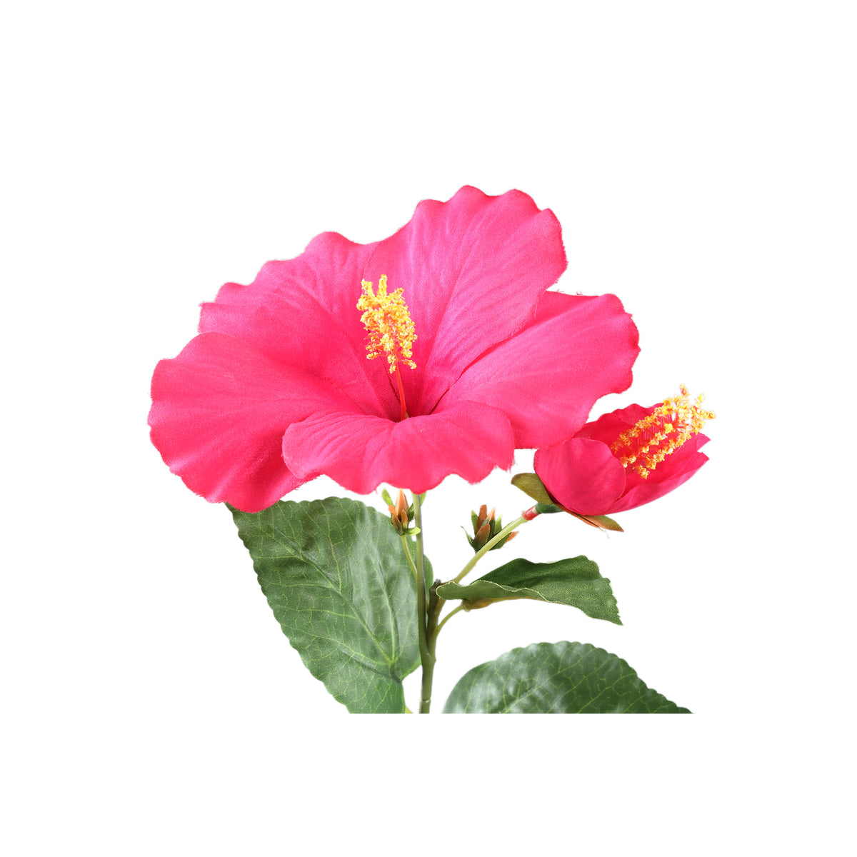 Garden Flower – Pink Hibiscus Spray with Bud, Polyester Fabric, Handmade | PTMD