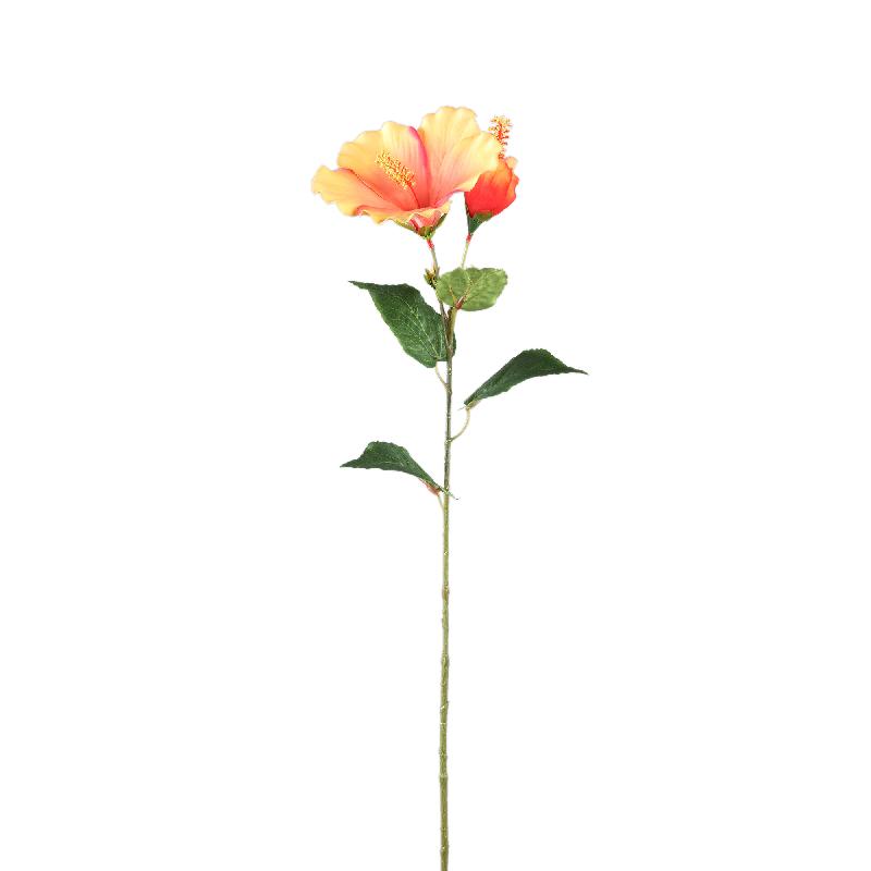 Garden Flower – Orange Hibiscus Spray with Bud, Polyester Fabric, Handmade | PTMD