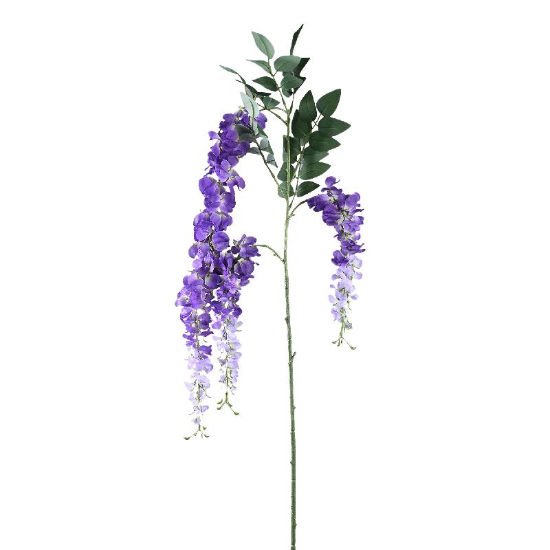 Gartenblume – violetter Glyzinienzweig mit Blättern aus Polyester | PTMD