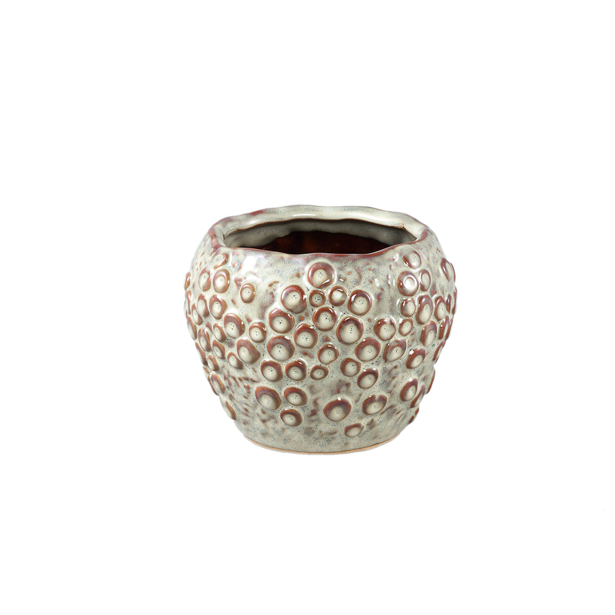 Topf – Runde Form, Porzellan-Keramik, Schuppenmuster Design, Creme, XS – Avis | PTMD