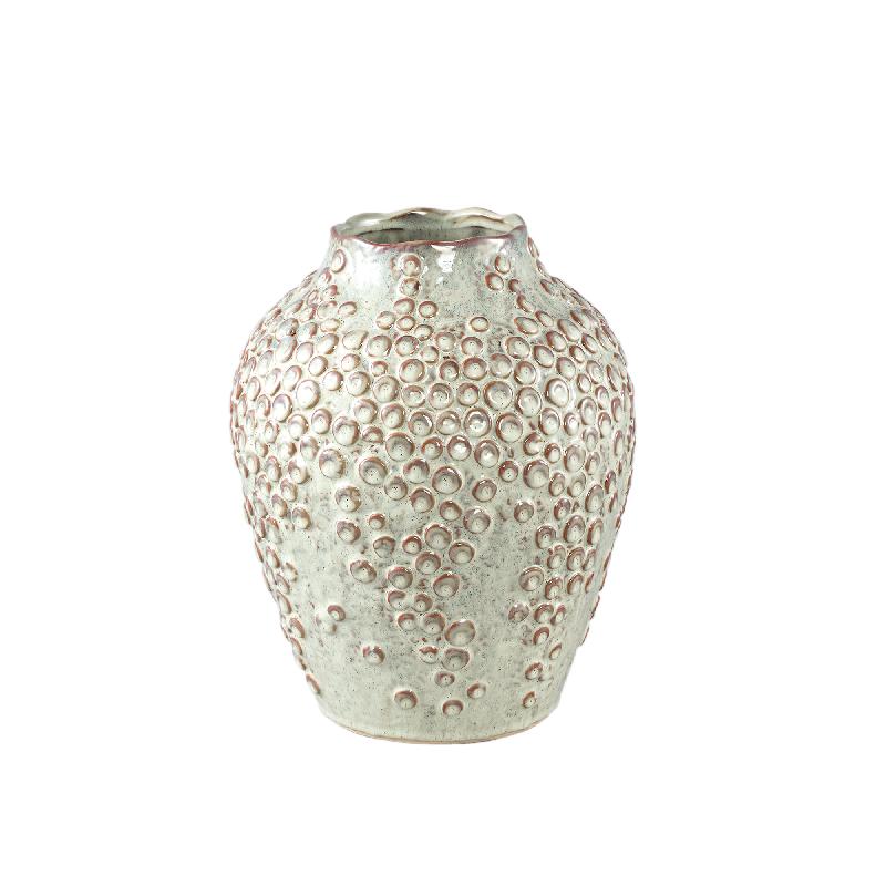 Flowerpot – Cream Surface, Round Shape, Tall Shape, Scale Pattern, Stoneware, S – Avis | PTMD