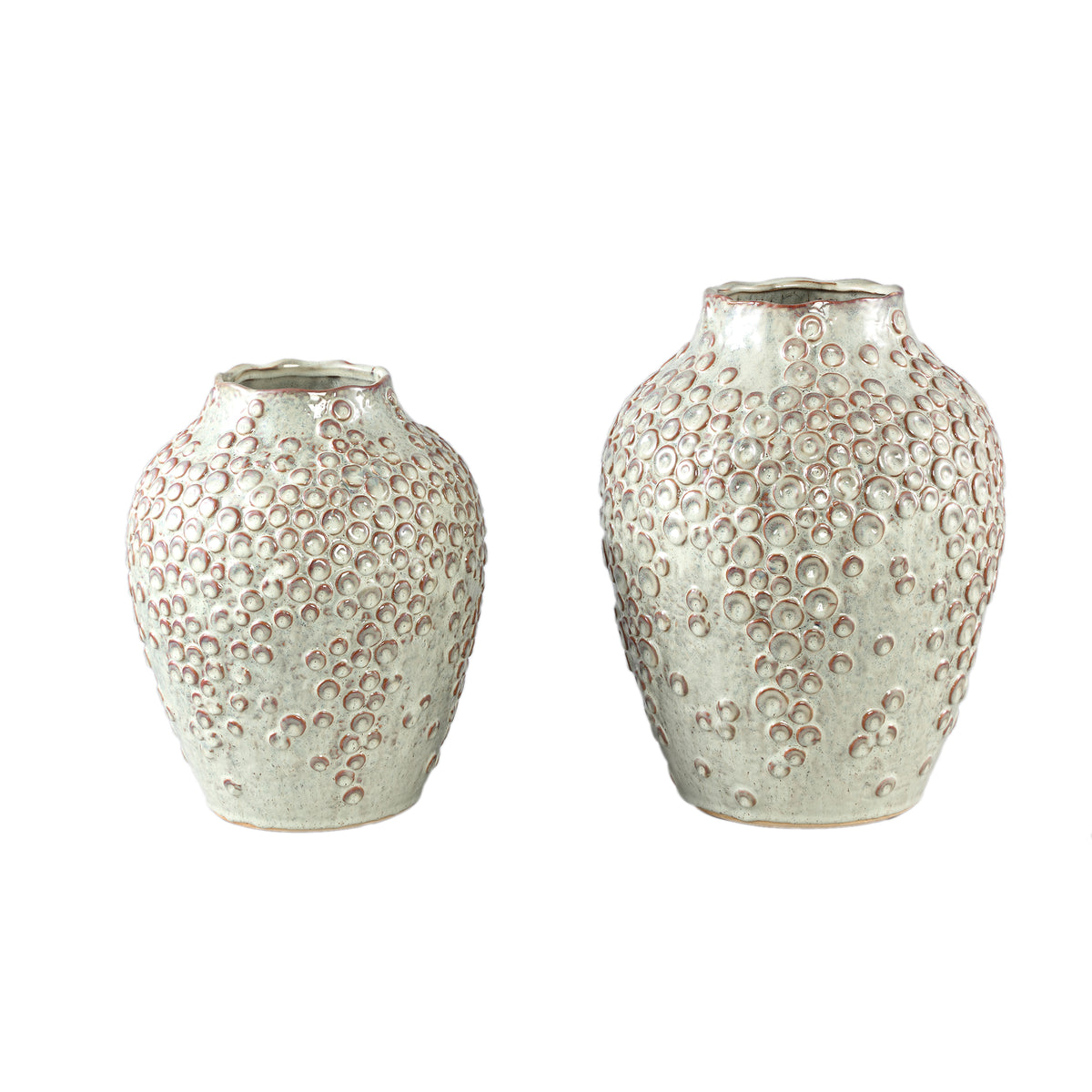 Plant pot – Cream-colored surface, Round shape, Tall shape, Scale pattern, Stoneware, L – Avis | PTMD