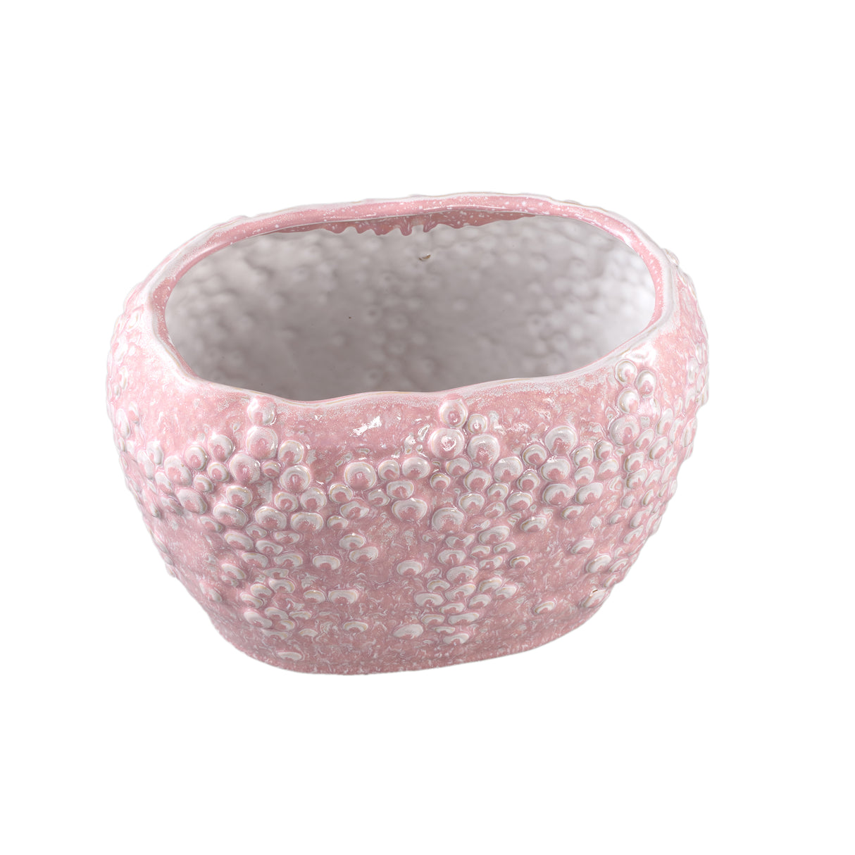 Flower Pot – Pink Surface, Oval Shape, Scale Pattern, Stoneware – Avis | PTMD