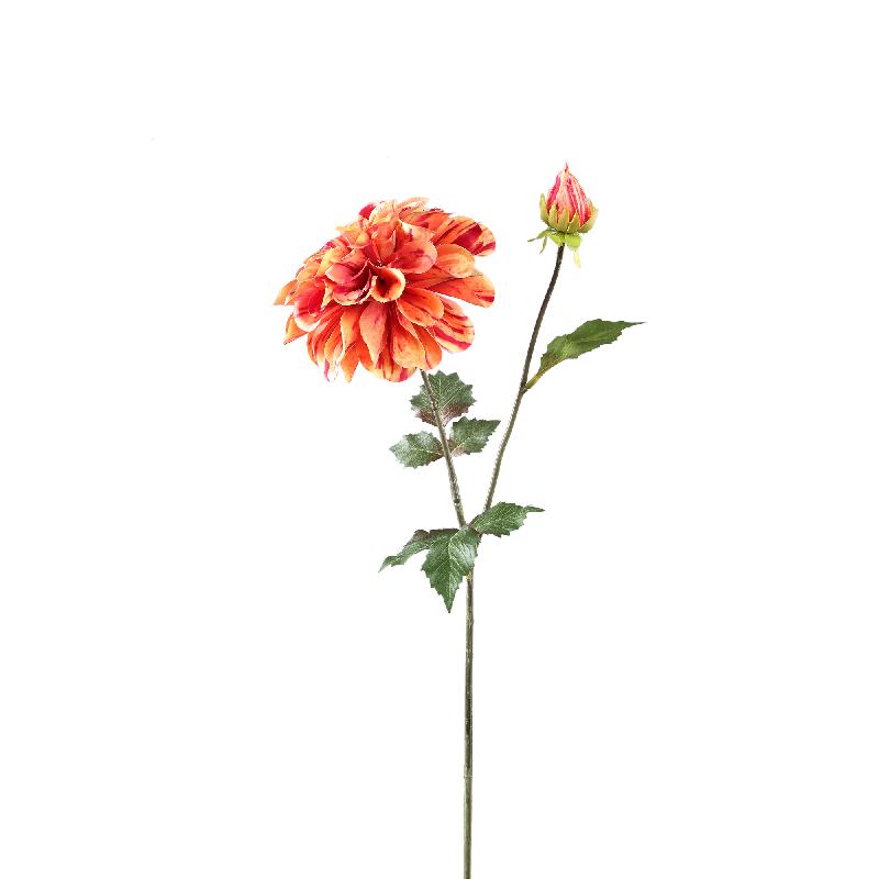 Dahlienblume – Orangenspray mit Knospe, Polyester, Eisenmetall, PE-Kunststoff | PTMD