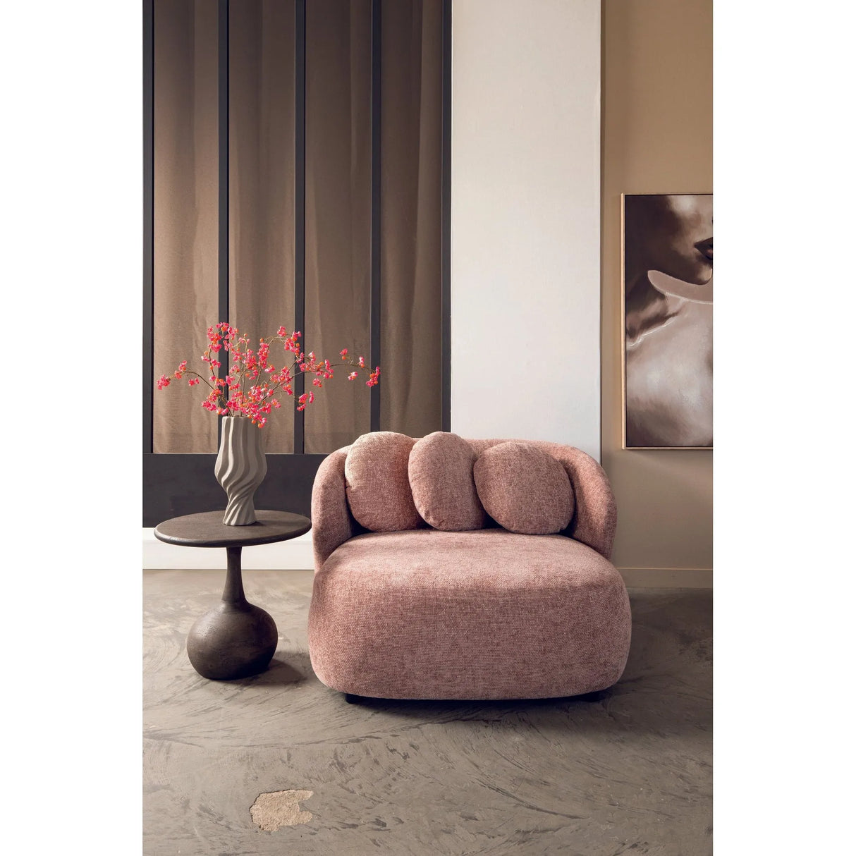 Sessel – Rosa Stoff, Flamingo Stoff, Große Sitzform - Aphrodite | PTMD