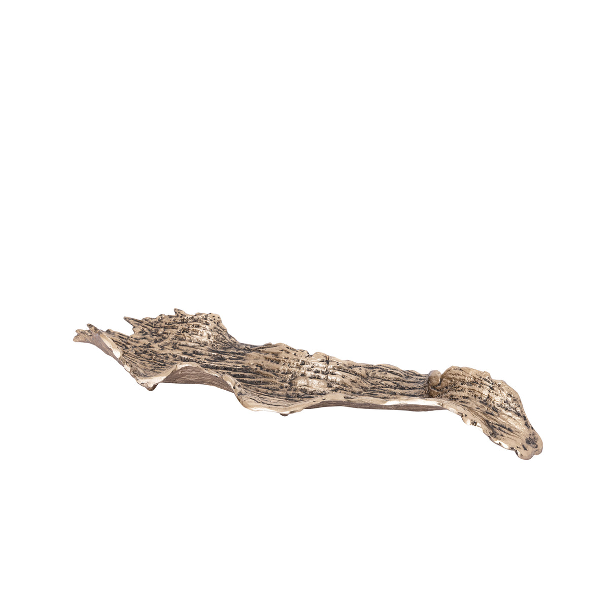 Decorative bowl made of cast aluminum with handcrafted, wavy shape and antique brass finish S – Aitana | PTMD