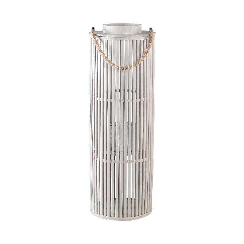 Laterne – Natürliches Design, Runde Form, Bambus Glas Material, Creme, L – Zafria | PTMD
