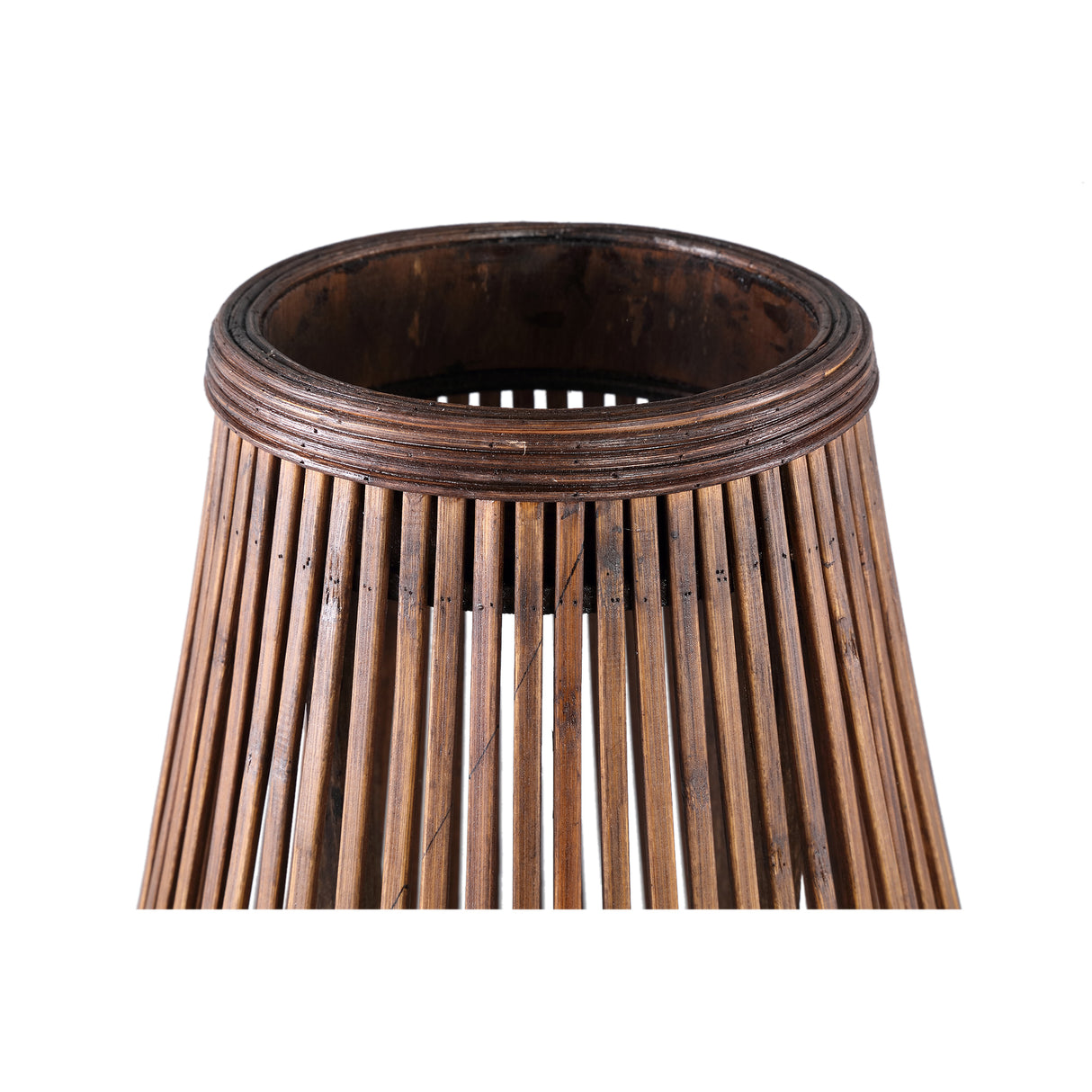 Laterne – Rundes Bambus Design, Glas Einsatz, Brauner Farbton, L – Lysia | PTMD