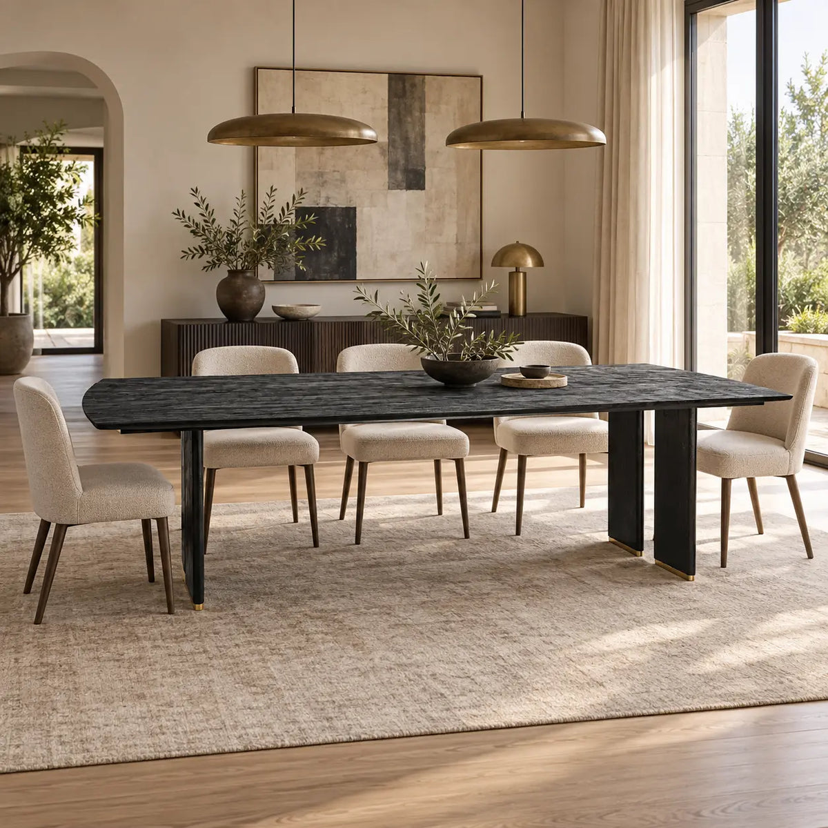 Dining table made of mango wood modern design metal legs – Liber | PTMD