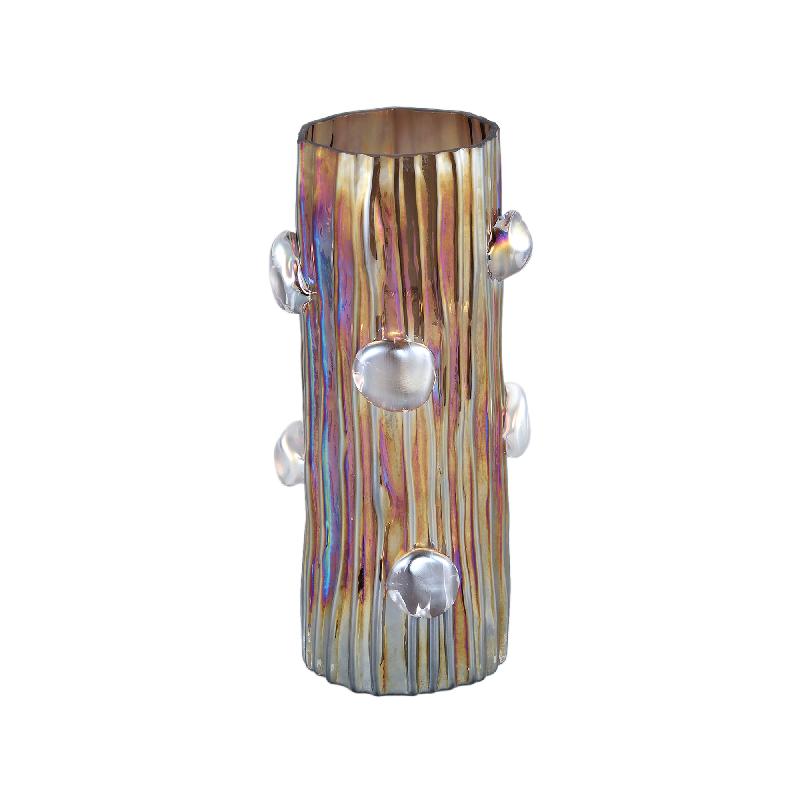 Vase – Glass Material, Dot Pattern, Brown Hue, L – Parke | PTMD
