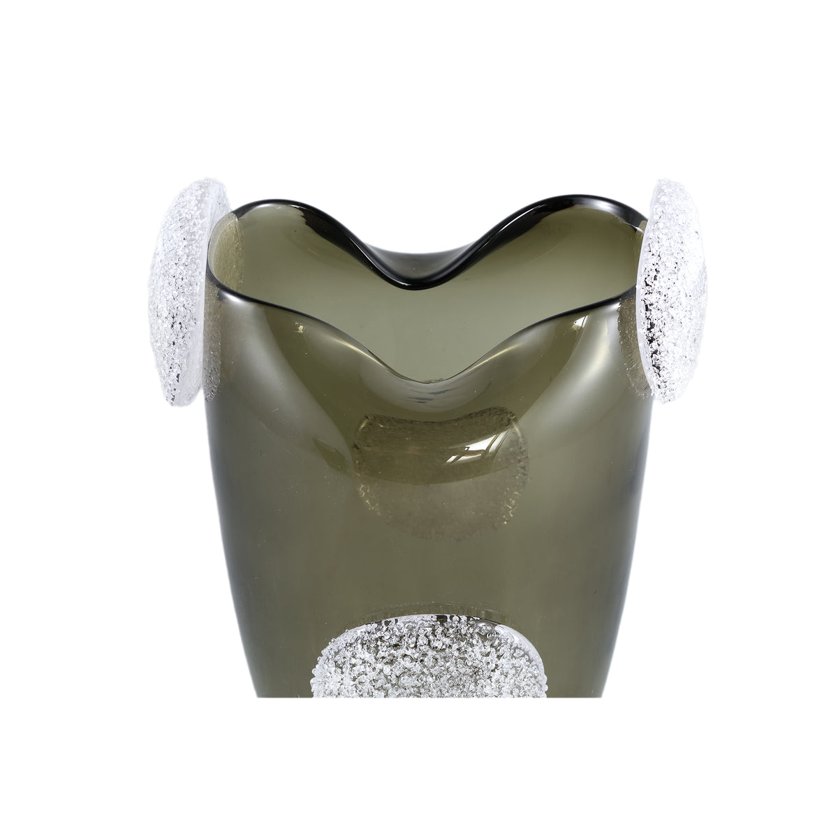 Vase – Glass Material, Rounded Decoration, Green Hue, L – Giah | PTMD