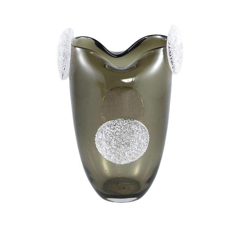 Vase – Glass Material, Rounded Decoration, Green Hue, L – Giah | PTMD
