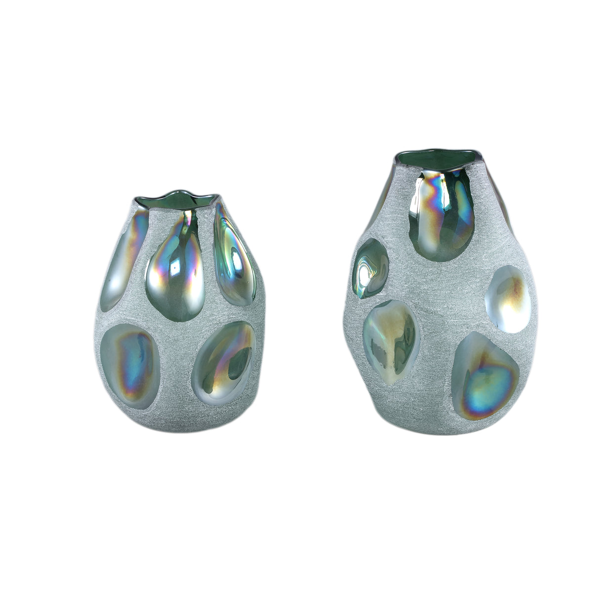 Vase – Glass Material, Sandblasted Design, Green Shade, S – Kloi | PTMD