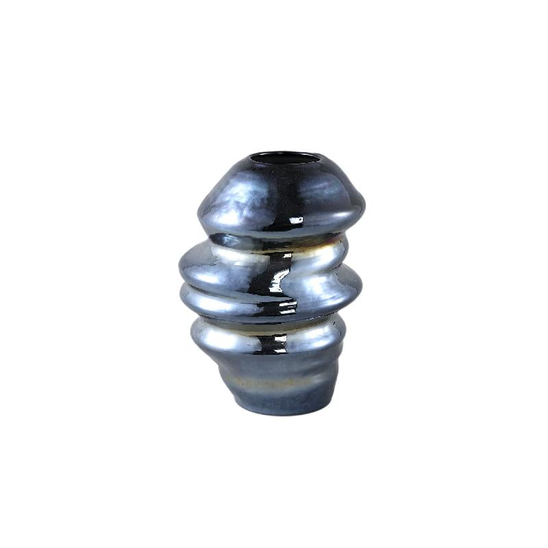 Vase – Wellen Design, Runde Form, Glas Material, Blau, S – Orietta | PTMD