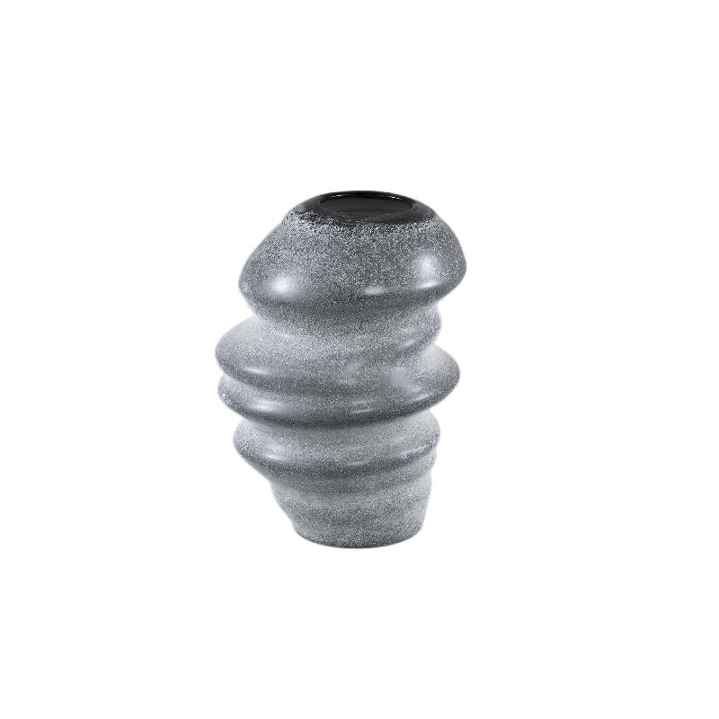 Vase – Wellen Design, Runde Form, Glas Material, Grau, S – Orietta | PTMD
