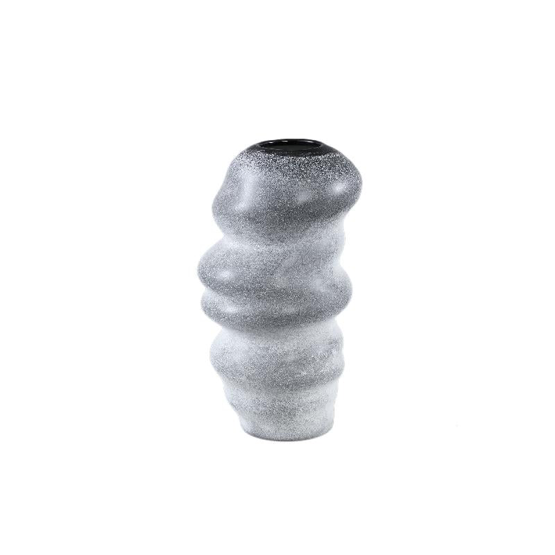 Vase – Wellen Design, Runde Form, Glas Material, Grau, L – Orietta | PTMD