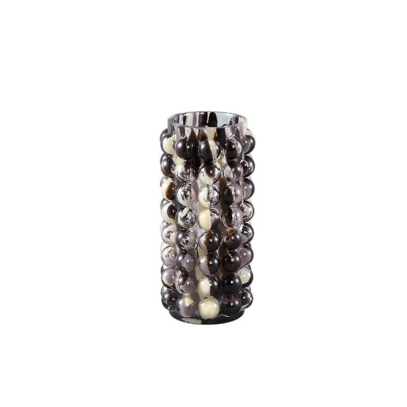 Vase – Braun Glas, Gepunktete Oberfläche, Runde Form, S – Aimin | PTMD